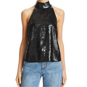 JOIE Lei Lei Sequined Sleeveless Halter Party Top